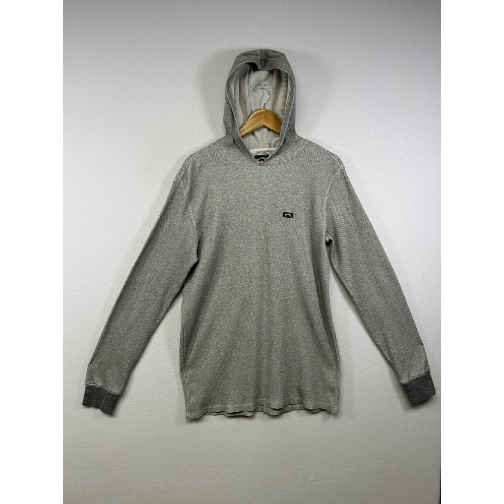 Surf Skate Billabong Mens XXL Grey Waffle Knit Thermal Long Sleeve Hoodie Shirt